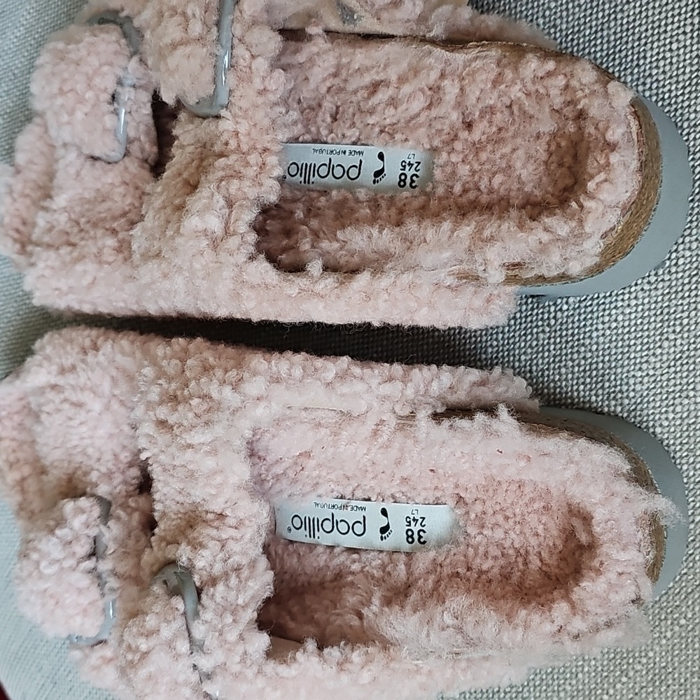 Birkenstock Pink Fuzzy Slippers - Picture 8 of 9
